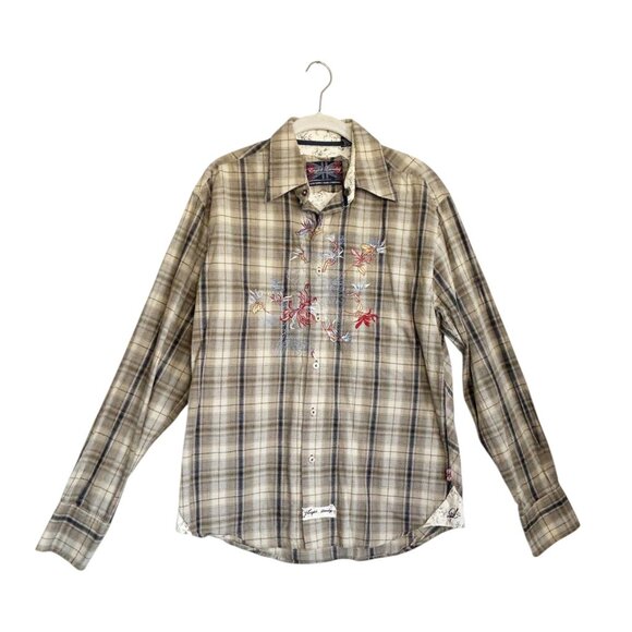 English Laundry Women's Plaid Embroidered Long Sleeve Button Shirt - Sz M - Picture 1 of 6